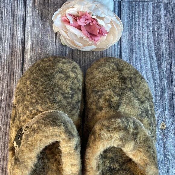 Vintage Havana Easy Brown Faux Sherpa Cork Suede Slip on Slides - Picture 4 of 9